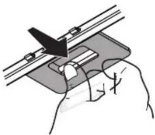 Illustration of a hand using a tool to adjust or install a component on a device (no text or symbols visible)