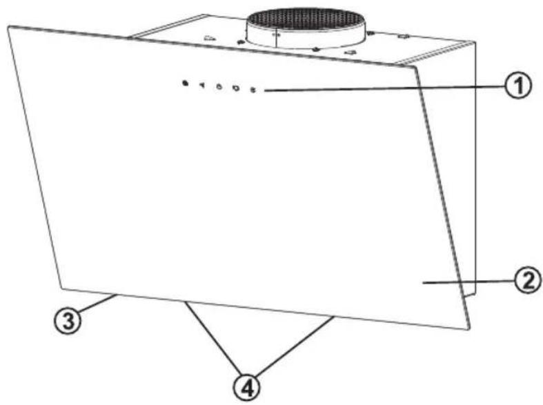 Technical diagram of a device with numbered components, likely a fan or vent, showing internal structure and mounting points.