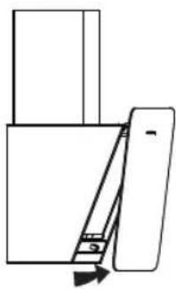 Pure mechanical diagram showing a lever and guide mechanism without any text or symbols