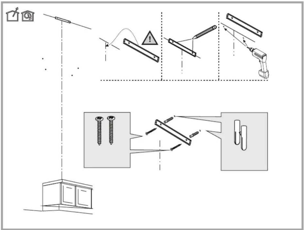 Diagram illustrating a mechanical assembly or inspection procedure with labeled components and warning indicators.