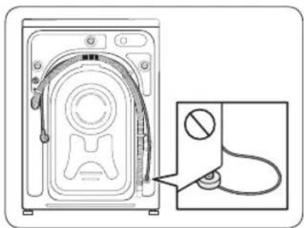 Diagram of a washing machine with attached cable and indicator lights, showing internal components (no text or symbols).