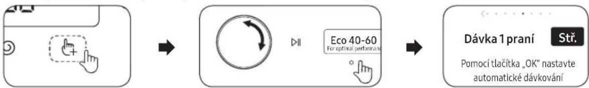graph LR A["Device Icon"] --> B["Circular Button"] B --> C["Dávka 1 praní Str."]