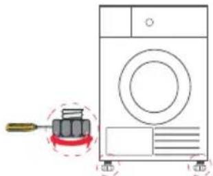 Line drawing of a washing machine with a tool inserted, showing no text or symbols on the device itself.
