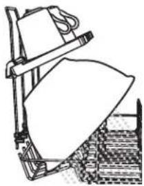 Line drawing of a mechanical device with a flat plate and lever, no text or symbols present