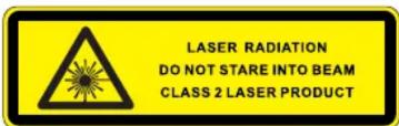 LASER RADIATION DO NOT STARE INTO BEAM CLASS 2 LASER PRODUCT