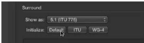 Surround Show as: 5.1 (ITU 775) Initialize: Default ITU WG-4