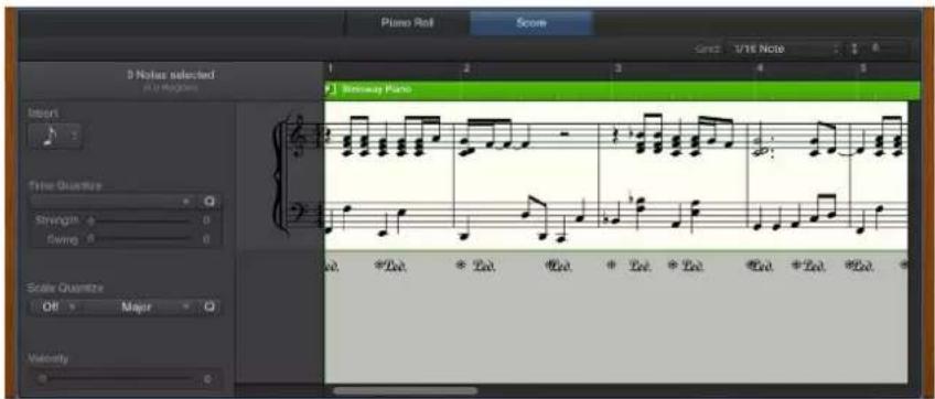 Piano Roll Score Graz 1/16 Note 0 Notes selected Bimney Piano Mort Type Quartise Stringin 0 Swing 0 Scale Quartise Off Major Velocity