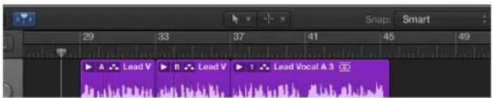 Snap: Smart 29 33 37 41 45 49 ▶ A ▼ Lead V ▼ B ▼ Lead V ▼ 1 ▼ Lead Vocal A 3