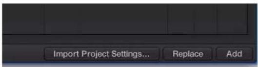 Import Project Settings... Replace Add