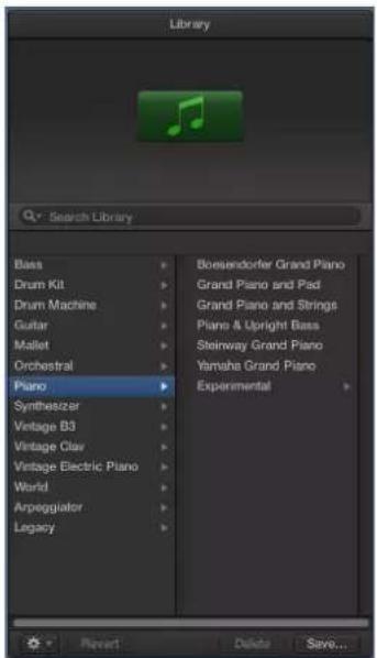 Library Bass Drum Kit Drum Machine Guitar Mallet Orchestral Piano Synthesizer Vintage B3 Vintage Clay Vintage Electric Piano World Arpeggiator Legacy Boesendorfer Grand Piano Grand Piano and Pad Grand Piano and Strings Piano & Upright Bass Steinway Grand Piano Yamaha Grand Piano Experimental Reset D…