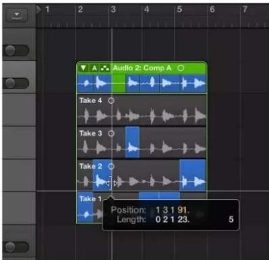 Audio 2: Comp A Take 4 Take 3 Take 2 Take 1 Position: 1 3 1 91. Length: 0 2 1 23. 5