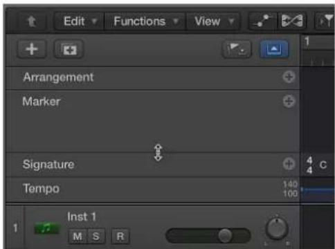 Edit Functions View Arrangement Marker Signature Tempo 140 100 Inst 1 M S R