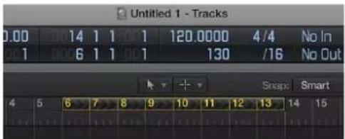 Untitled 1 - Tracks 0.00 14 1 1 1 120.0000 4/4 No In 1 6 1 1 1 130 /16 No Out Snap: Smart 4 5 6 7 8 9 10 11 12 13 14 15
