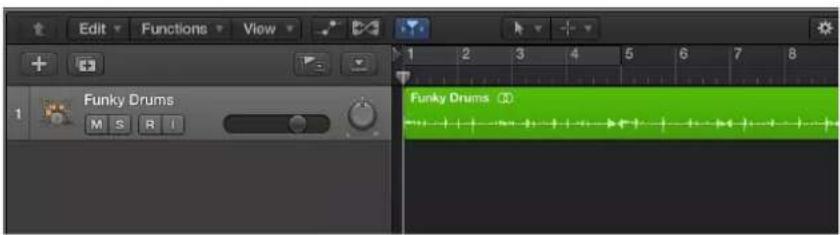 Edit Functions View 1 Funky Drums M S R I 1 2 3 4 5 6 7 8 Funky Drums ①