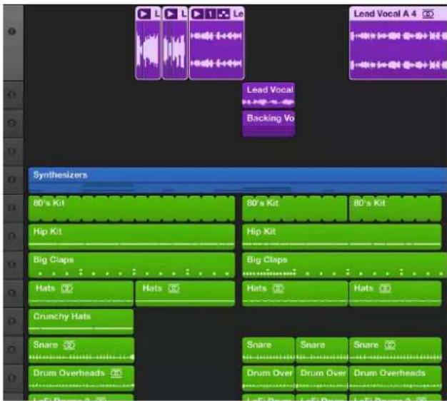 Lead Vocal A 4, Backing Vo, Synthesizers, 80's Kit, Hip Kit, Big Claps, Hats, Crunchy Hats, Snare, Drum Overheads, Lead Vocal, 80's Kit, Hip Kit, Big Claps, Hats, Snare, Drum Over, Drum Overheads.