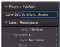 Region: #default Lane Set: Synthetic Drums Lane: Resonance Grid: 1/16 Note Pen Width: 6 Style: No Frames Delay: