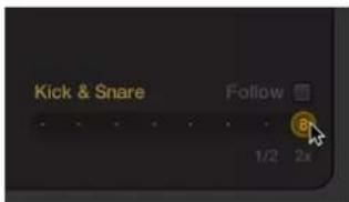 Kick & Snare Follow: 1/2 2x