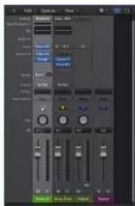 Screenshot of a video editing software interface showing playback controls and audio tracks