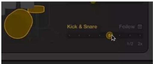Kick & Snare Follow: 5, 1/2 2x
