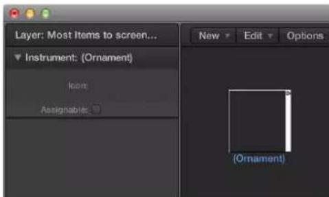 Layer: Most Items to screen... Instrument: (Ornament) Icon Assignables New Edit Options (Ornament)