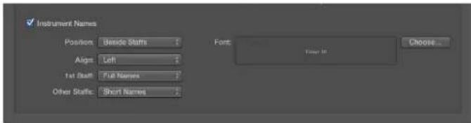 Instrument Names Position: Inside Staffs Align: Left 1st Staff: Full Names Other Staff: Short Names Font: Enter It Choose...