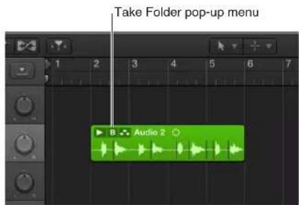 Take Folder pop-up menu B Audio 2