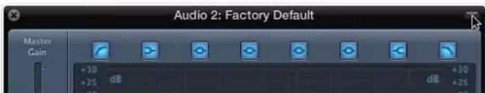Audio 2: Factory Default. Master Gain: +30 dB, +25 dB.