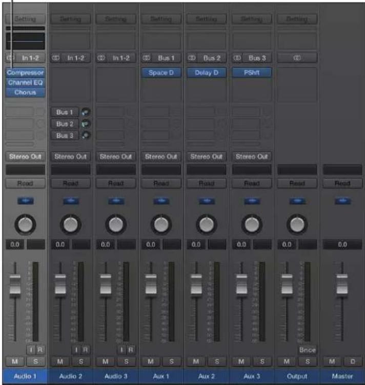 Setting. Setting. Setting. Setting. Setting. Setting. Setting. C: In 1-2. Compressor. Channel EQ. Chorus. In 1-2. In 1-2. Bus 1. Bus 2. Bus 3. Space D. Delay D. PShift. Bus 1. Bus 2. Bus 3. Stereo Out. Stereo Out. Stereo Out. Stereo Out. Stereo Out. Road. Read. Read. Read. Road. Read. Read. Read. 0.…