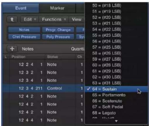 Event Marker Edit Functions View Notes Progr. Change Chnl Pressure Poly Pressure Sync + Notes Quant: L Position Status Ch 12 2 4 1 Note 1 12 3 2 1 Note 1 12 3 4 1 Note 1 12 3 4 211 Control 1 12 4 2 1 Note 1 12 4 2 1 Note 1 12 4 2 1 Note 1 12 4 4 1 Note 1 50 = (#18 LSB) 51 = (#19 LSB) 52 = (#20 LSB)…