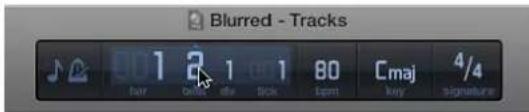 Blurred - Tracks 1 2 1 1 80 Cmaj 4/4 bar bell, off tick fast key signature