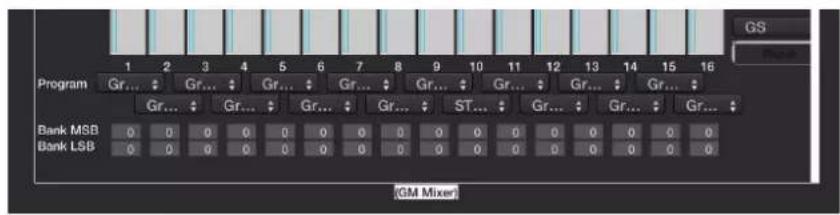 GS Program Gr... Gr... Gr... Gr... Gr... Gr... Gr... Gr... Gr... Gr... Gr... Gr... ST... Gr... Gr... Gr... Bank MSB 0 0 0 0 0 0 0 0 0 0 0 0 0 0 Bank LSB 0 0 0 0 0 0 0 0 0 0 0 0 0 0 0 GM Mixer