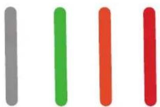 Four vertical colored bars (gray, green, orange, red) with no text or symbols