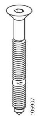 Technical line drawing of a bolt with threaded shaft and hexagonal end (no text or symbols)