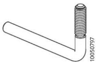 Technical line drawing of a bent pipe with threaded end (no text or symbols)