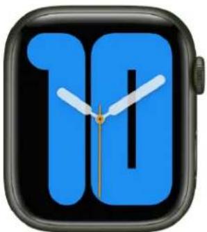 Stylized digital clock face with blue and white hands, no visible text or symbols