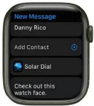 New Message to Danny Rico with contact add option. Solar Dial watch face with message: Check out this watch face.
