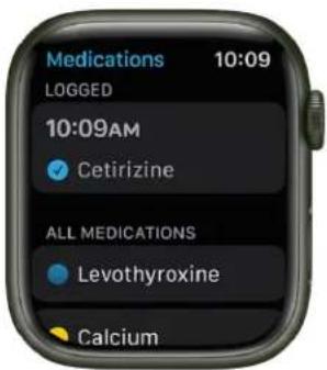 Medications 10:09 LOGGED 10:09AM Cetirizine ALL MEDICATIONS Levothyroxine Calcium