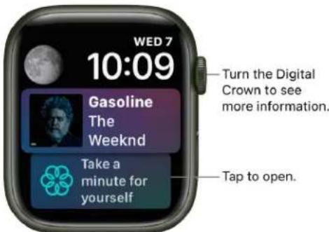 WED 7 10:09 Turn the Digital Crown to see more information. Gasoline The Weeknd Take a minute for yourself Tap to open.