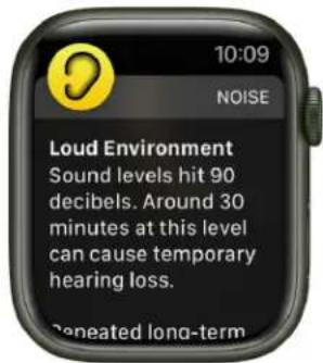 10:09 NOISE Loud Environment Sound levels hit 90 decibels. Around 30 minutes at this level can cause temporary hearing loss. Repeated long-term