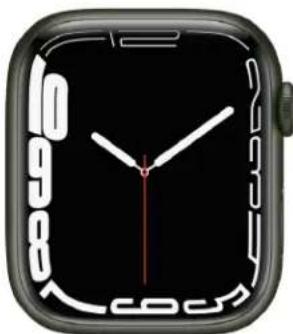 Close-up of a modern analog watch face with white hands and black tines (no readable text or symbols)