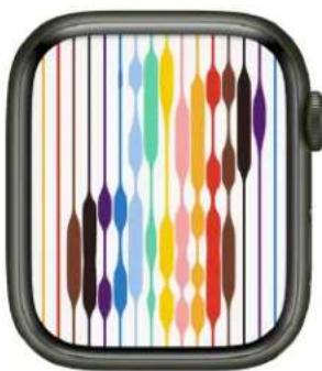 Colorful abstract pattern with vertical stripes and oval shapes, enclosed in a black rounded square frame (no text or symbols)