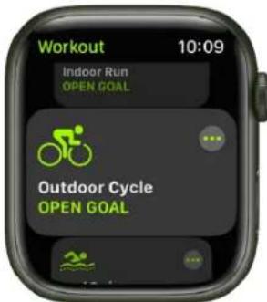 Workout 10:09 Indoor Run OPEN GOAL Outdoor Cycle OPEN GOAL
