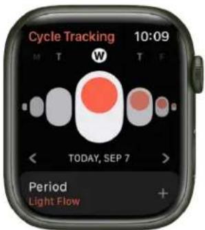 Cycle Tracking 10:09 M T W T F TODAY, SEP 7 > Period Light Flow +
