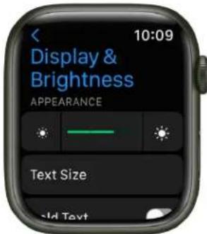 10:09 Display & Brightness APPEARANCE Text Size old Text