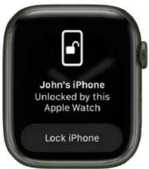 John's iPhone unlocked by this Apple Watch. Option to lock iPhone.