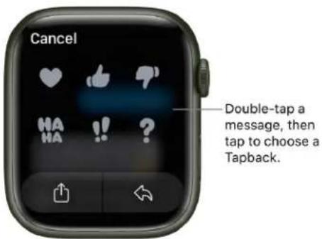 Cancel Double-tap a message, then tap to choose a Tapback.