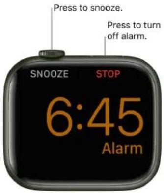Press to snooze. Press to turn off alarm. SNOOZE STOP 6:45 Alarm