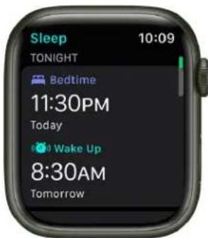 Sleep 10:09 TONIGHT Bedtime 11:30PM Today Wake Up 8:30AM Tomorrow