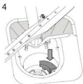 Mechanical assembly diagram showing a rotating component with a curved arrow indicating motion (no text or symbols).