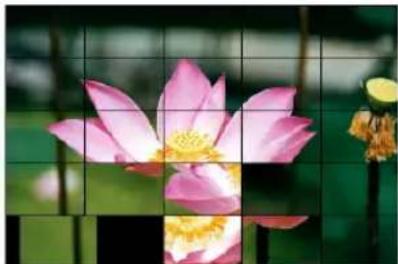 Close-up of a pink lotus flower with yellow centers, set against a blurred green background (no text or symbols)